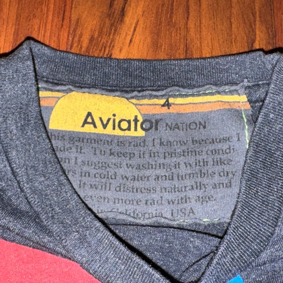 Aviator Nation Kids Logo T Shirt Size 4 $65 retail Ralph Lauren Abercrombie - Picture 3 of 6